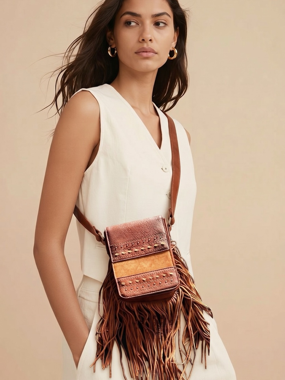 Red Dirt Hat Co Fringe Cowgirl Western Authentic BoHo Leather Crossbody Bag NWT
